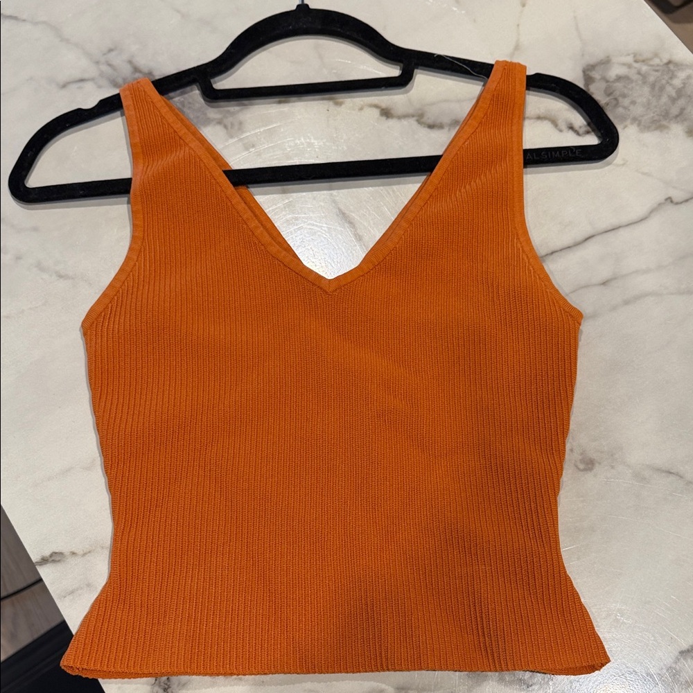 Aritzia Vibrant Orange V-Neck Tank Top
